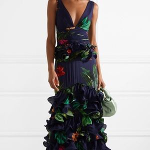 Johanna Ortiz ruffled floral print silk gown